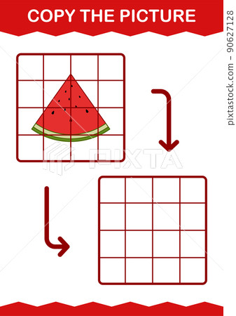 Copy the picture with Watermelon. Worksheet for kids 90627128