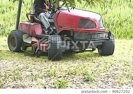 柔和的“割草工作”插圖圖像 90627202