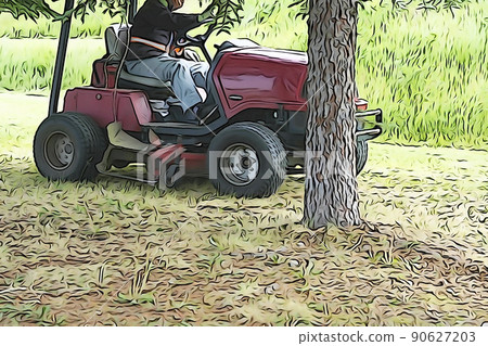 柔和的“割草工作”插圖圖像 90627203