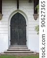 wooden historic castle door 90627365