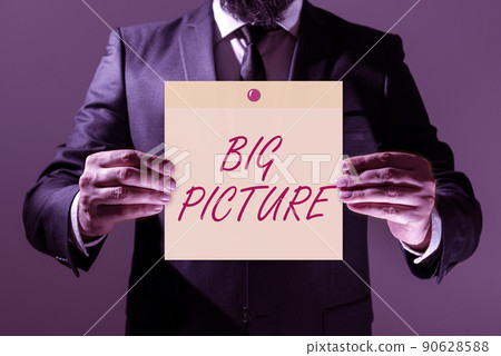 Text caption presenting Big Picture. Word for most important facts about certain situation and its effects -47337 Text caption presenting Big Picture. Word for most important facts about certain situation and its effects -47337 90628588