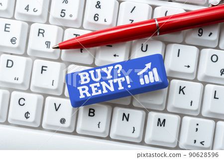 Conceptual caption Buy Question Rent. Word Written on Group that gives information about renting houses -48975 90628596
