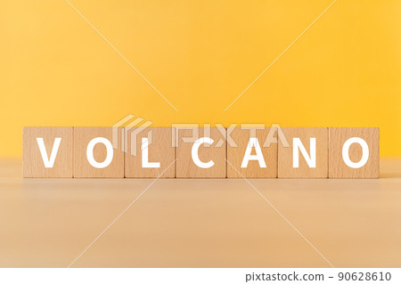 Image of volcano | Building blocks with "VOLCANO" written on them 90628610