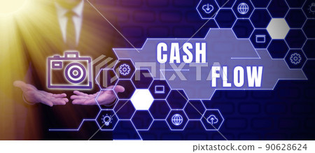Hand writing sign Cash Flow. Internet Concept Movement of the money in and out affecting the liquidity -47942 90628624