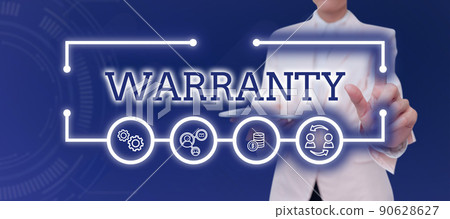 Conceptual display Warranty. Business concept Free service of repair and maintenance of the product sold Lady in suit holding pen symbolizing successful teamwork accomplishments. Conceptual display Warranty. Business concept Free service of repair and maintenance of the product sold Lady in suit holding pen symbolizing successful teamwork accomplishments. 90628627