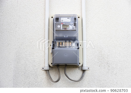 New smart meter on the white wall New smart meter on the white wall 90628703