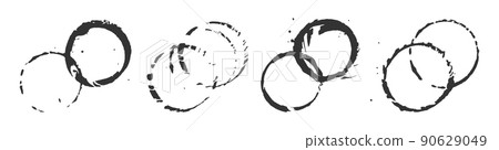 Grunge stain dual cup bottom stamp ink black silhouette set. Trace water drink glass smudge muddy splash wine stain water juice paint liquid. Hand drawn wet print bottle mug circl shape logo sticker Grunge stain dual cup bottom stamp ink black silhouette set. Trace water drink glass smudge muddy splash wine stain water juice paint liquid. Hand drawn wet print bottle mug circl shape logo sticker 90629049