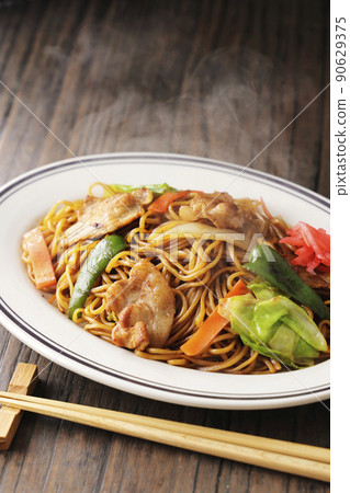 Freshly made soba with a lot of sauce Freshly made soba with a lot of sauce 90629375