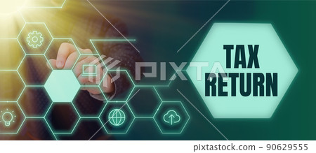 Inspiration showing sign Tax Return. Business showcase which taxpayer makes annual statement of income circumstances Businessman in suit holding notepad symbolizing successful teamwork. 90629555