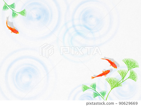 Goldfish and water ripples rain Japanese style summer image 90629669