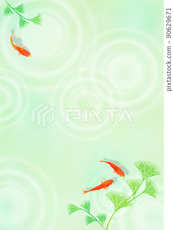 金魚與水波紋雨日式夏季形象 金魚與水波紋雨日式夏季形象 90629671