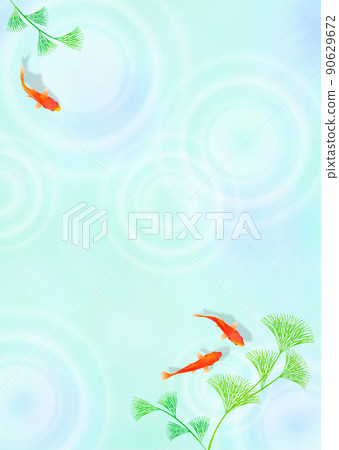 金魚與水波紋雨日式夏季形象 金魚與水波紋雨日式夏季形象 90629672