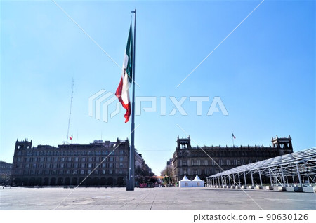 Mexico Mexico City Mexico Flag of Zocalo Square 90630126