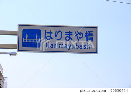 Traffic information board showing the location of Harimaya Bridge Traffic information board showing the location of Harimaya Bridge 90630424