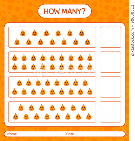 How many counting game with jack o' lantern. worksheet for preschool kids, kids activity sheet How many counting game with jack o' lantern. worksheet for preschool kids, kids activity sheet 90630513