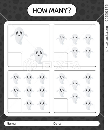How many counting game with ghost. worksheet for preschool kids, kids activity sheet How many counting game with ghost. worksheet for preschool kids, kids activity sheet 90630576