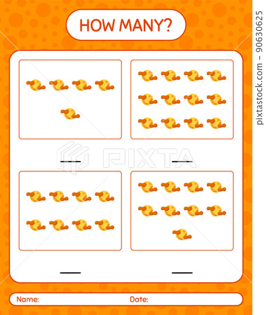 How many counting game with full moon. worksheet for preschool kids, kids activity sheet 90630625