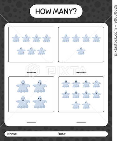 How many counting game with ghost. worksheet for preschool kids, kids activity sheet How many counting game with ghost. worksheet for preschool kids, kids activity sheet 90630628
