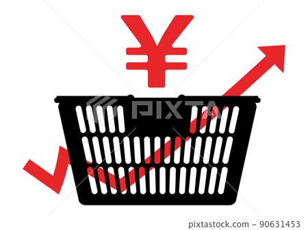 購物車和箭頭在漲價熱潮中的插圖 90631453