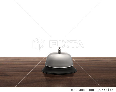 Hotel service bell on wood counter isolated on white background 90632152