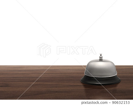 Hotel service bell on wood counter isolated on white background 90632153