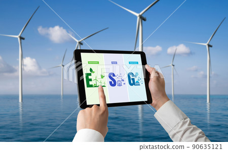Green business transformation for environment saving and ESG business concept 90635121