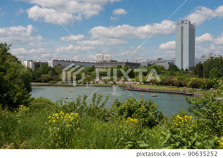 view of the city beach from the opposite shore 90635252
