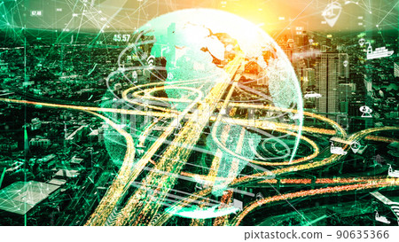 Smart transportation in tacit futuristic city with online traffic control system Smart transportation in tacit futuristic city with online traffic control system 90635366