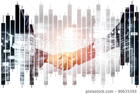 Business handshake on finance prosperity and money technology asset background 90635393