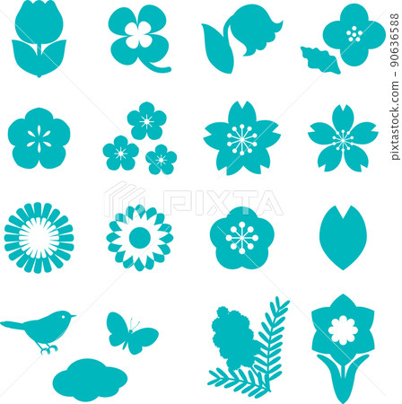 Spring flower icon silhouette pictogram symbol mark fashionable cute simple illustration material set Spring flower icon silhouette pictogram symbol mark fashionable cute simple illustration material set 90636588