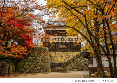 Autumn Shinshu Ueda Autumn leaves Ueda Castle (100 famous castles in Japan) North turret Autumn Shinshu Ueda Autumn leaves Ueda Castle (100 famous castles in Japan) North turret 90637080