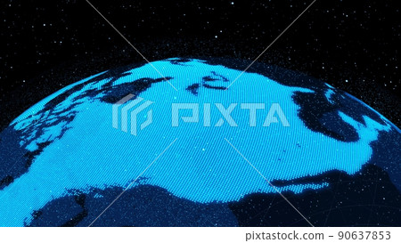 3D Digital orbital earth in cyberspace showing concept of network technology 90637853