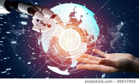 Futuristic robot artificial intelligence revolutionary AI technology concept Futuristic robot artificial intelligence revolutionary AI technology concept 90637993