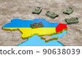 Russia-Ukraine tensions escalate at Donbass region border , 3D rendering. 90638039