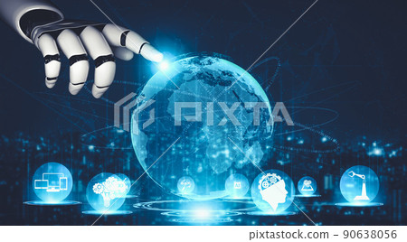 Future artificial intelligence and machine learning for AI droid robot or cyborg 90638056