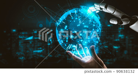 Future artificial intelligence and machine learning for AI droid robot or cyborg 90638132