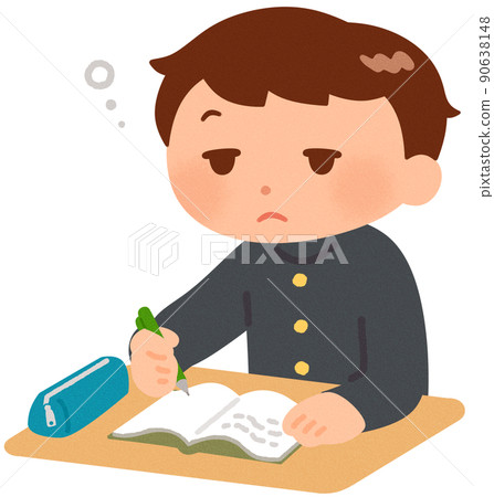 學習時打瞌睡的男學生 90638148