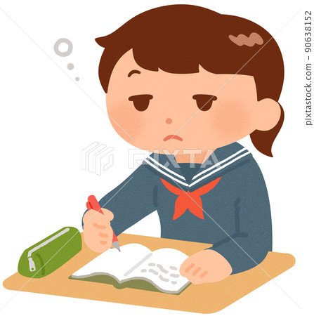 學習時打瞌睡的女學生 90638152