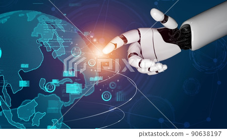 Futuristic robot artificial intelligence revolutionary AI technology concept Futuristic robot artificial intelligence revolutionary AI technology concept 90638197