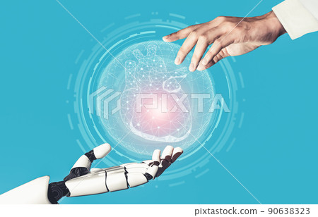 Medical artificial intelligence droid robot working in future hospital 90638323