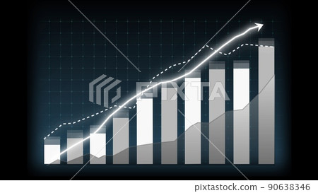 Business growth concept in allusive graph chart showing marketing sales profit 90638346