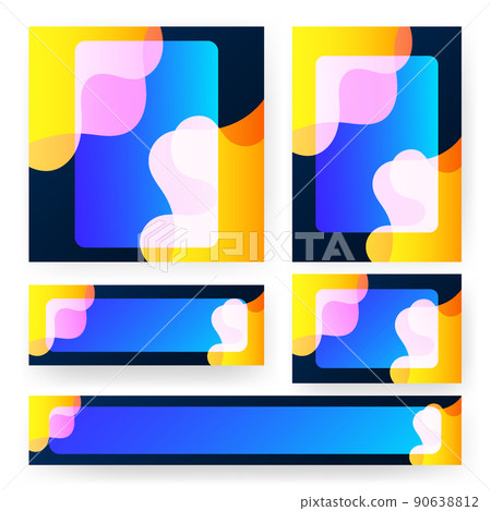 yellow blue fluid pattern banner templates set 90638812