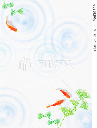 金魚與水波紋雨日式夏季形象 90639769