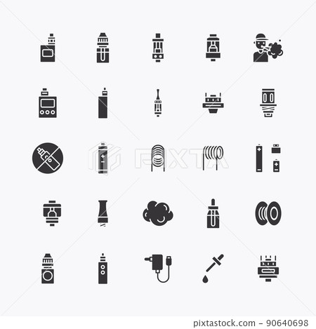 Bundle of vape logo flat line icons collection. for shop simple design vector Bundle of vape logo flat line icons collection. for shop simple design vector 90640698