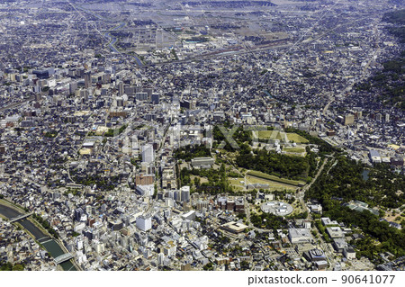 Aerial view of Kanazawa Katamachi and Kenrokuen 90641077
