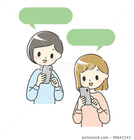 一個女人在她的智能手機上聊天 [語音氣球] 90641543