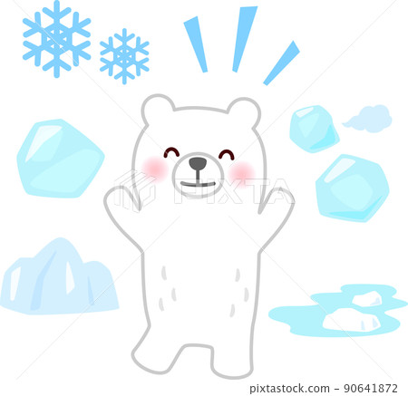 Polar bear and ice and snow illustration set Polar bear and ice and snow illustration set 90641872