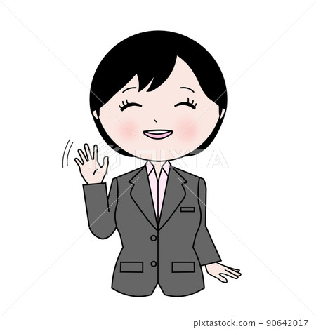 一個穿著西裝的女人微笑著揮手 90642017