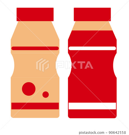 Two beige lactic acid bacteria-containing beverages lined up Two beige lactic acid bacteria-containing beverages lined up 90642558
