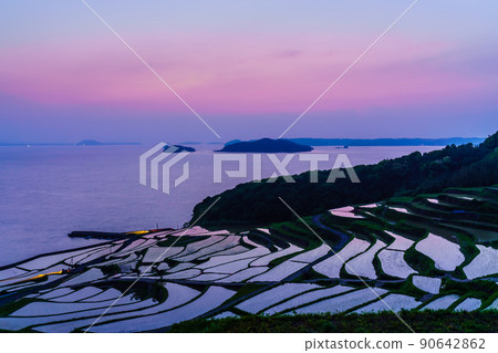 土屋梯田日落後[長崎縣松浦市] 90642862